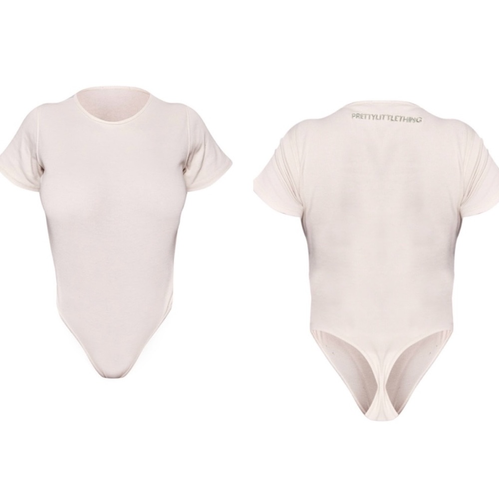 PRETTYLITTLETHING Stone Embroidered Back Ribbed Onesie Bodysuit SZ 22 *NEW*